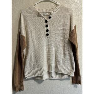 Oversized Knit Sweater Henley Color Block Grandpa Fisherman American Eagle Sz S